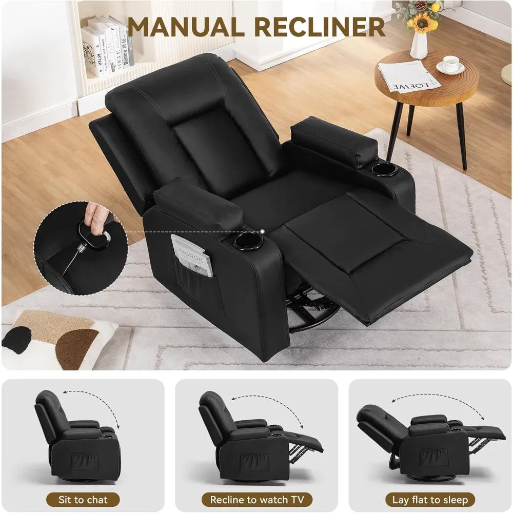 Recliner Chair With Cup Holders And Side Pockets Living Room