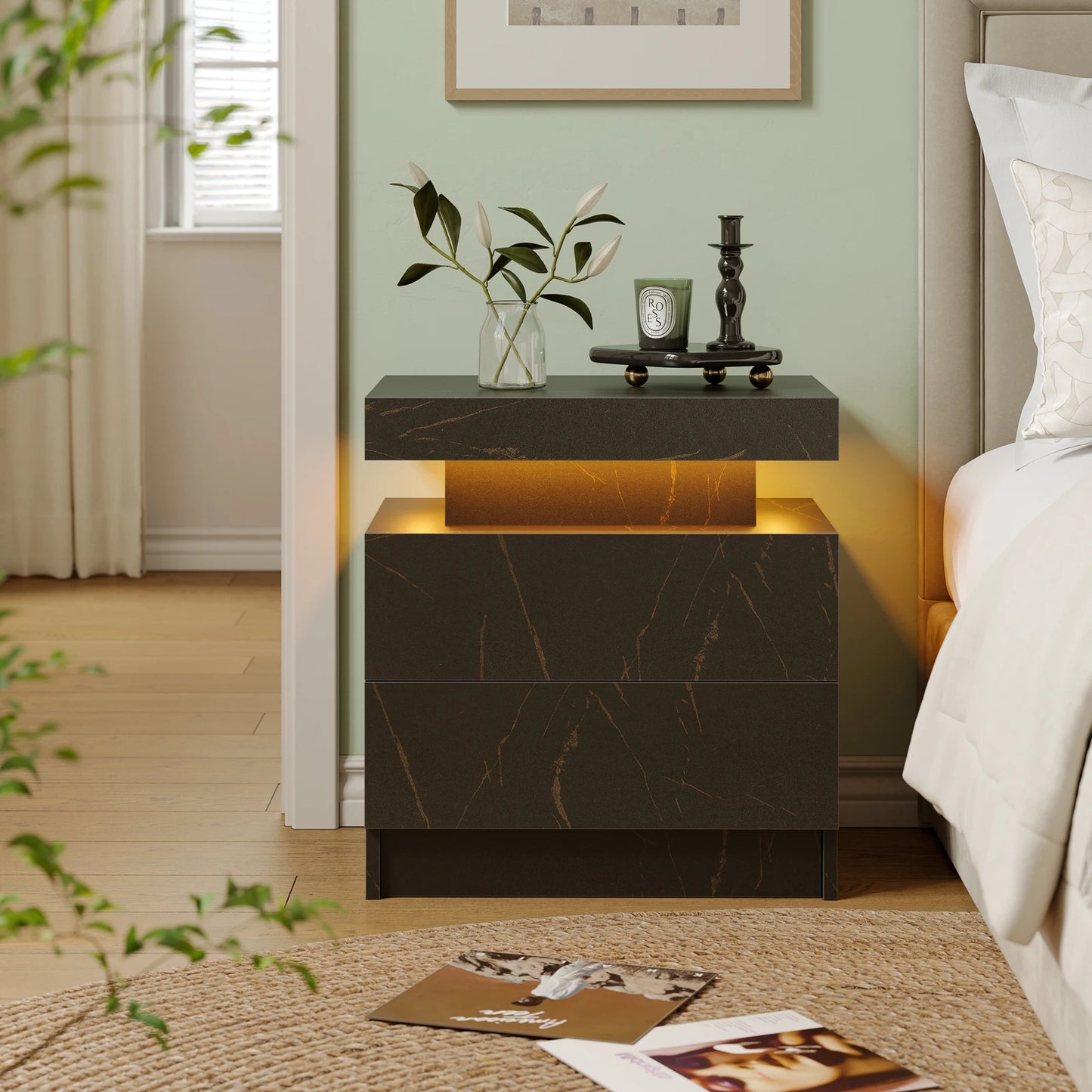 Cubehom LED Nightstands With Drawers And RGB Lighting