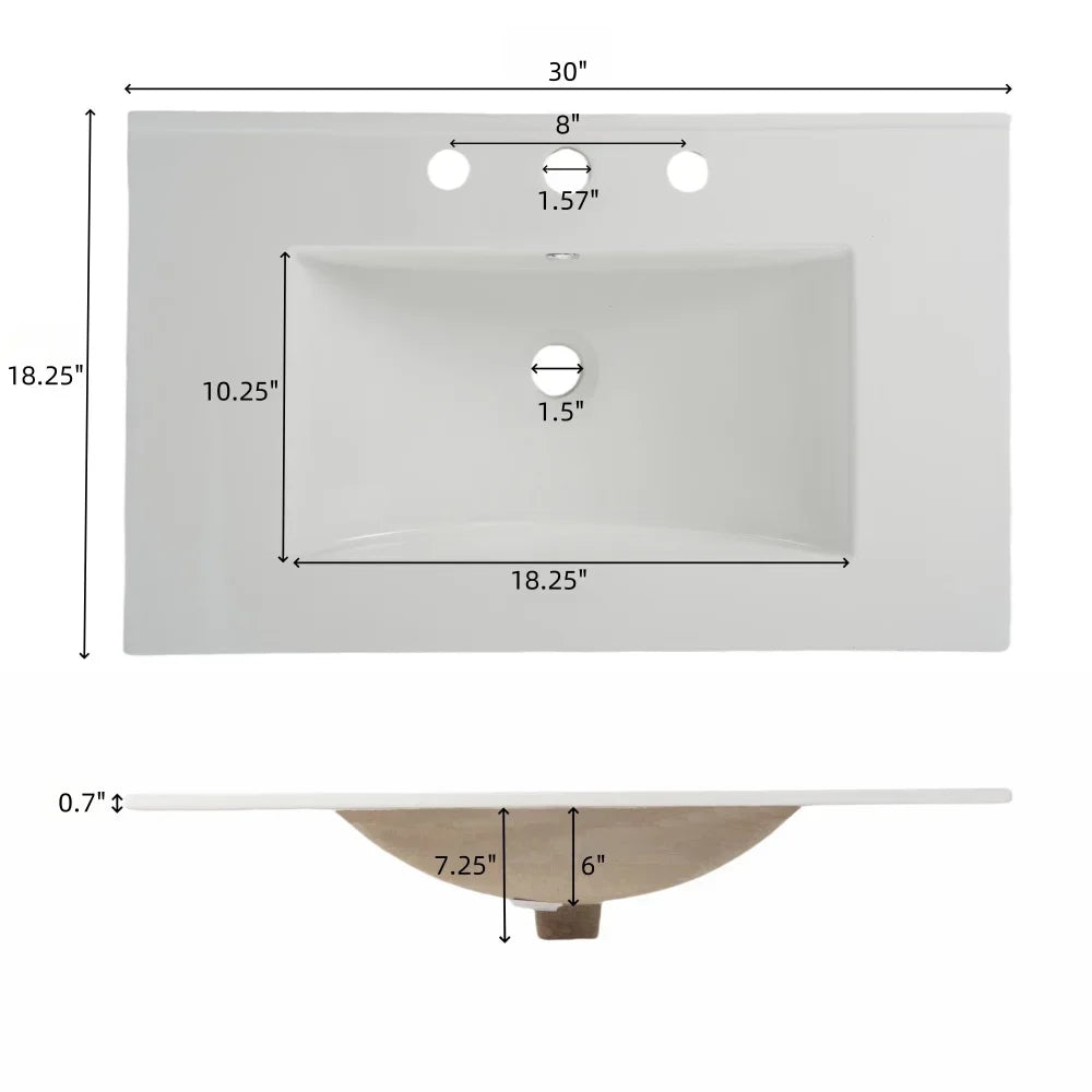 QIZHIKUAJING Freestanding Vanity With Ceramic Sink And Soft Close Drawers