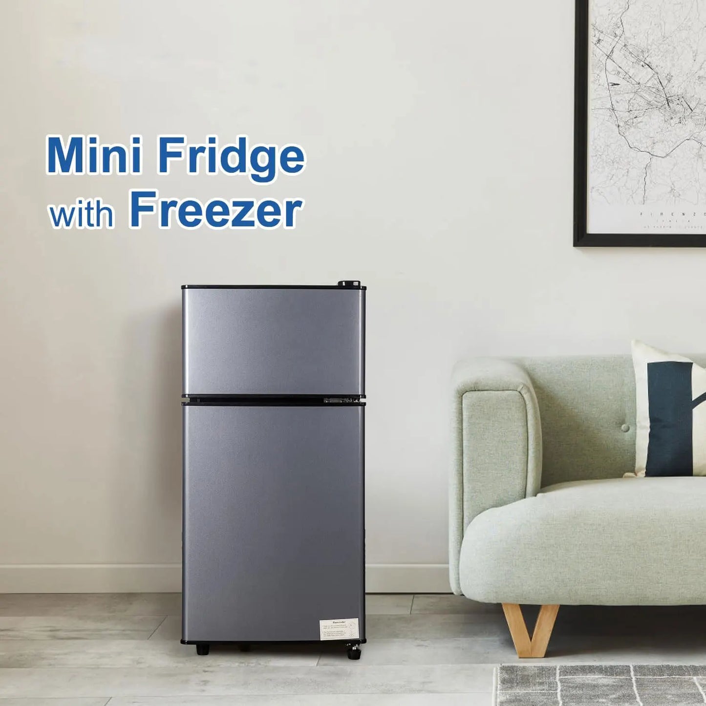 Krib Bling Double Door Mini Fridge With Freezer Energy Saving