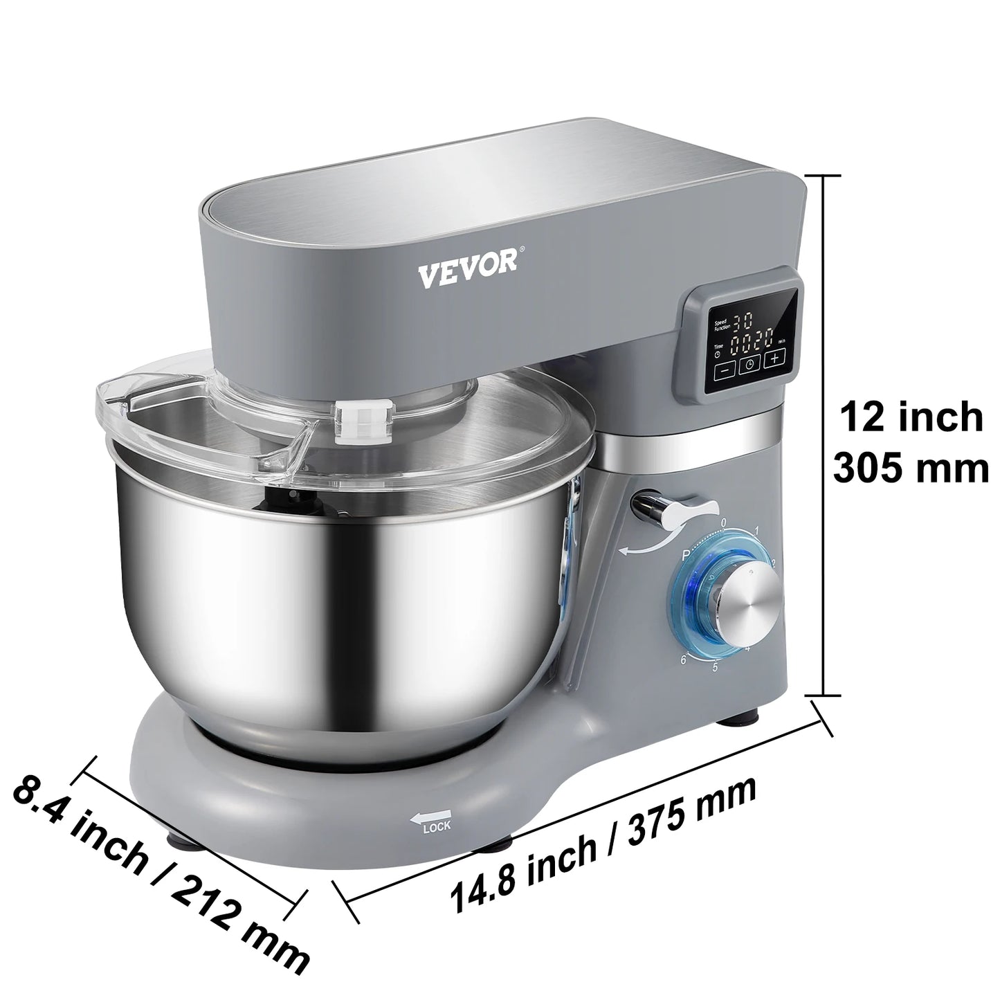 VEVOR Stand Mixer Electric Dough Mixer with 6 Speeds