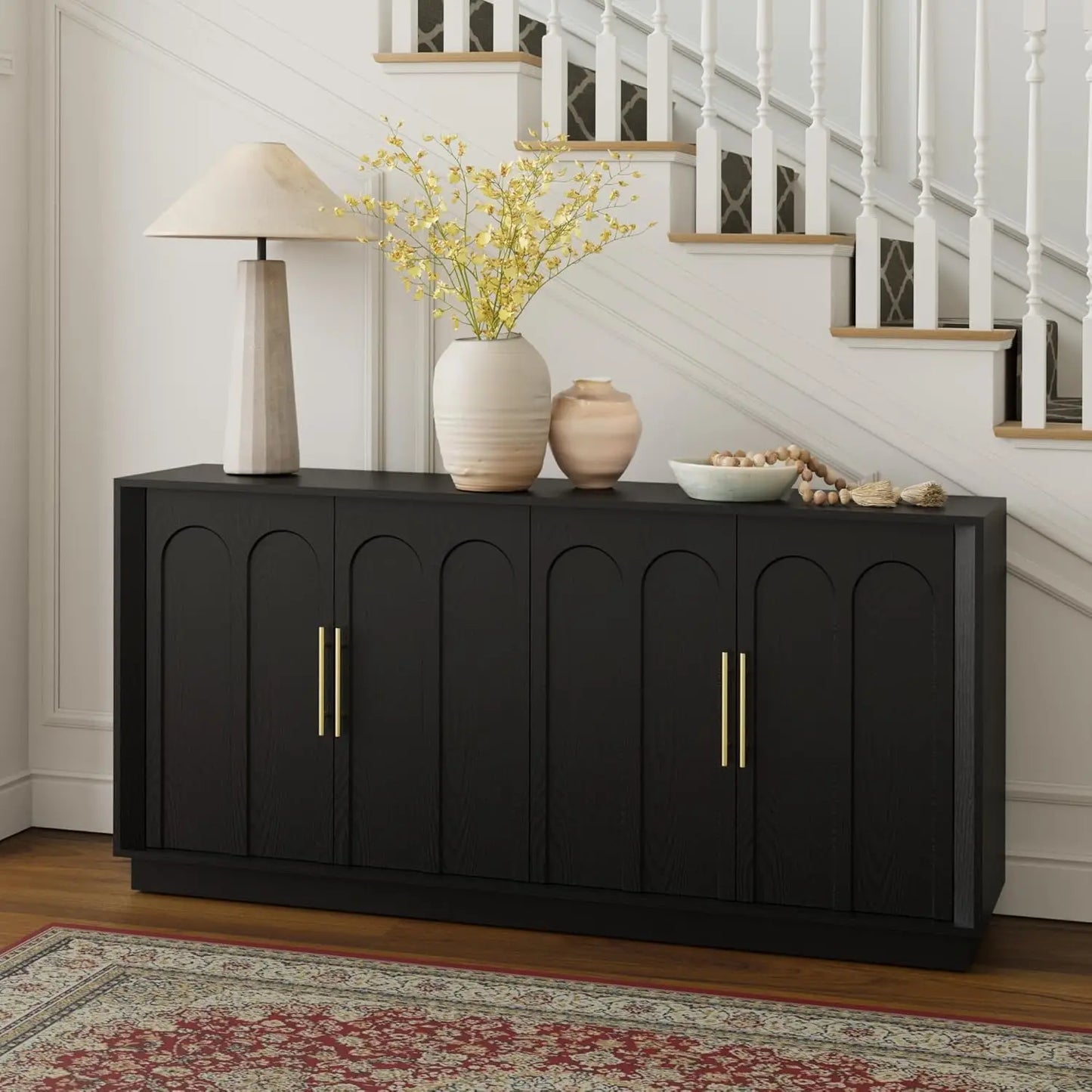 Sideboard Buffet Cabinet With Storage Modern Arched Doors Media Console