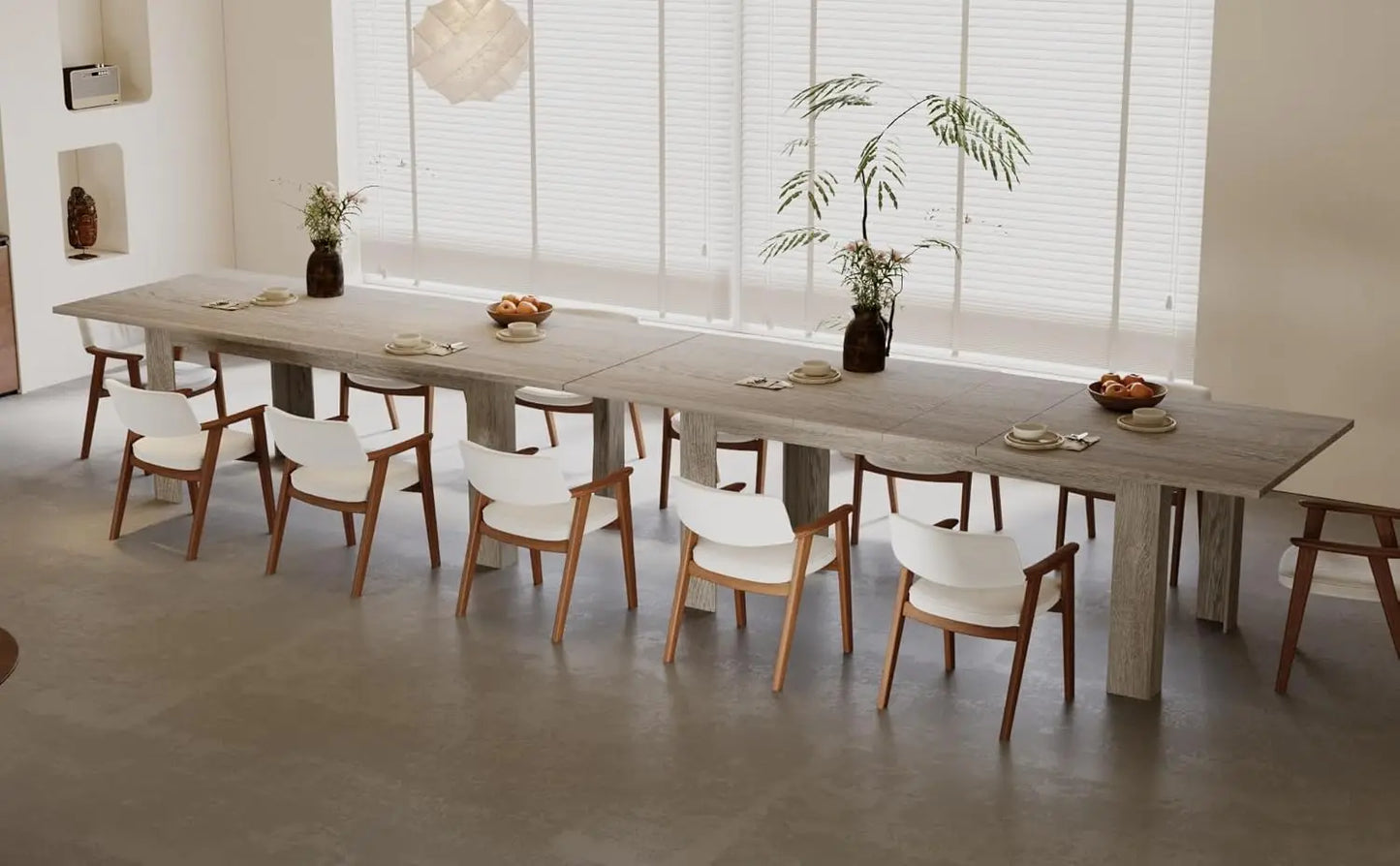 XMSJ Expandable Dining Table Rectangular Wooden Indoor Kitchen