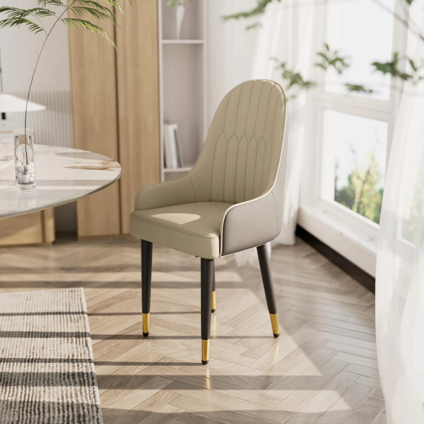 Wisfor Faux Leather Dining Chair Set 2 Midcentury Modern