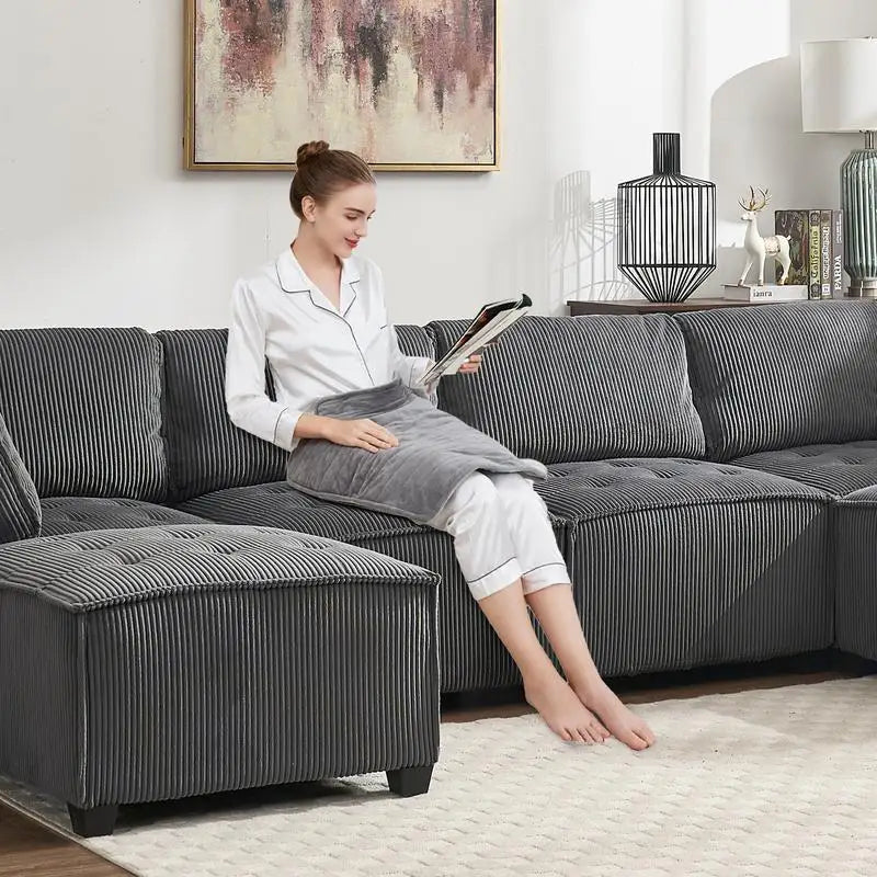 Modular U-Shaped Sectional Sofa With Reversible Chaise For Living Room