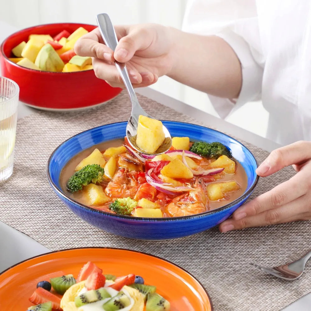 MALACASA 24 Piece Ceramic Plate Tableware Set Mix Color