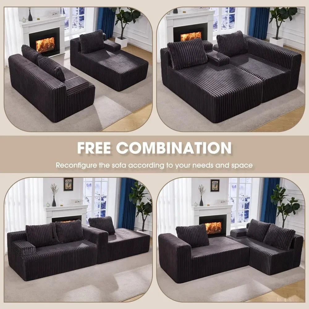 Modular Sectional Sofa L Shape Memory Foam Chaise Set