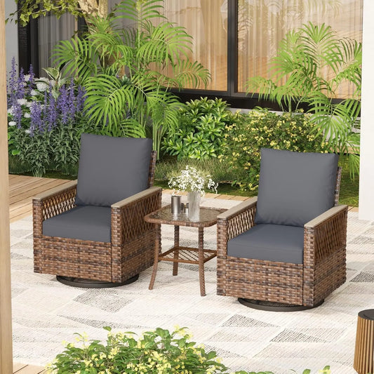 Outdoor 3 Piece Patio Bistro Set With Table Wicker
