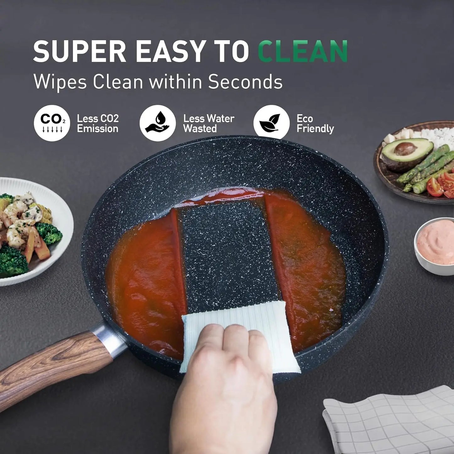 Feature Granite Nonstick Induction Cookware Set With Lids