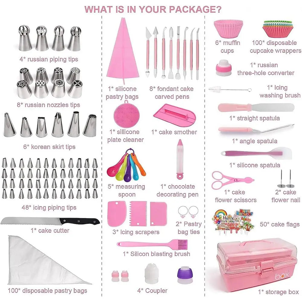 359 Pieces Cake Decorating Set With 66 Tips Piping Bags And Tools