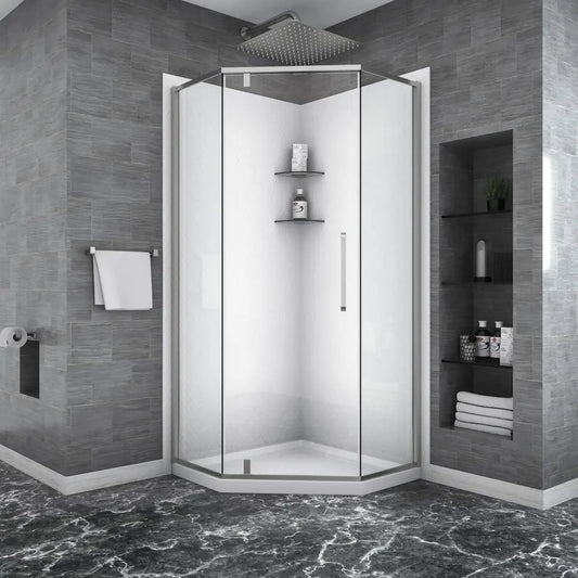 Hign-concerned Semi Frameless Neo Angle Shower Door Tempered Glass Hinged