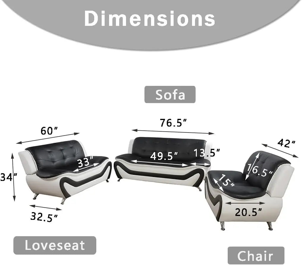 Dekmxas Leather Sofa Set for Living Room