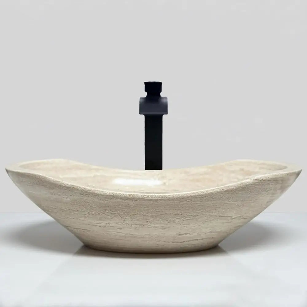 Elegant Oval Travertine Sink for Contemporary Vanity