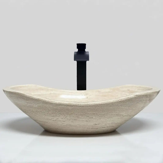 Elegant Oval Travertine Sink for Contemporary Vanity