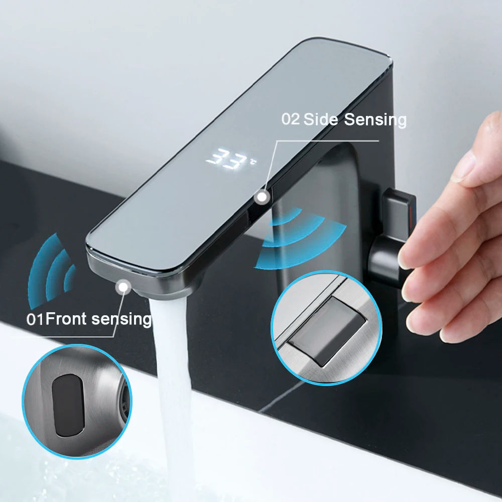 SAFLIHCAR Dual Sensor Bathroom Faucet For Deck Mount Sink