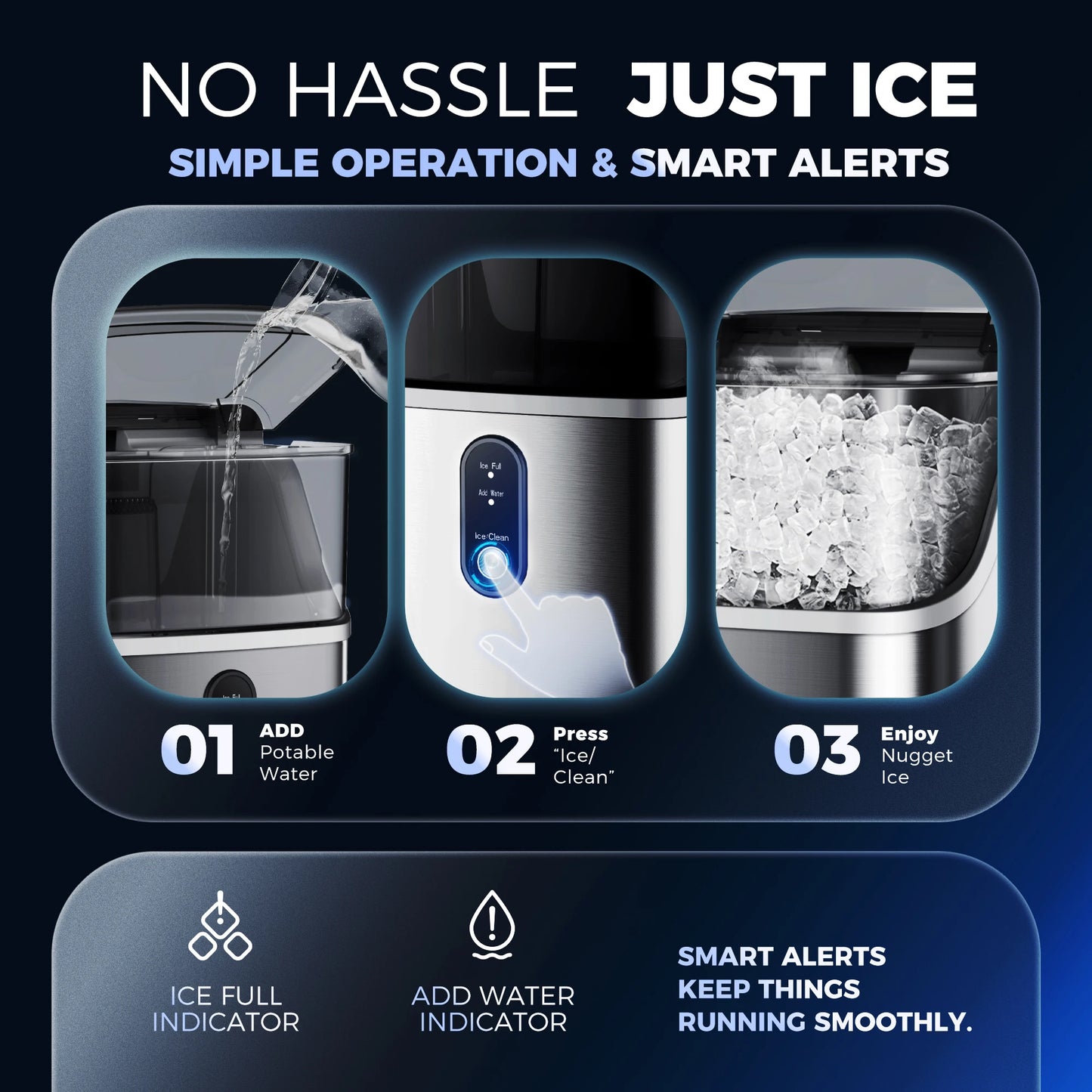 SIMZLIFE Nugget Ice Maker Countertop Self Cleaning Portable