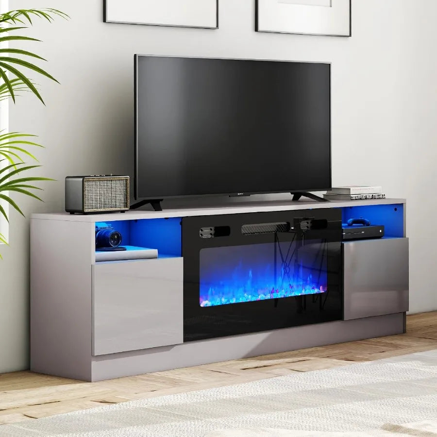 Amerlife TV Stand With Fireplace LED Entertainment Center