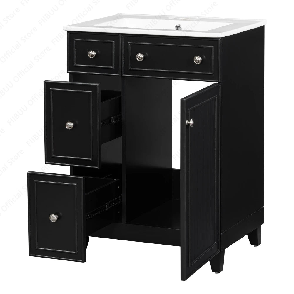 FIIBUU Ceramic Sink Vanity Cabinet With Two Drawers