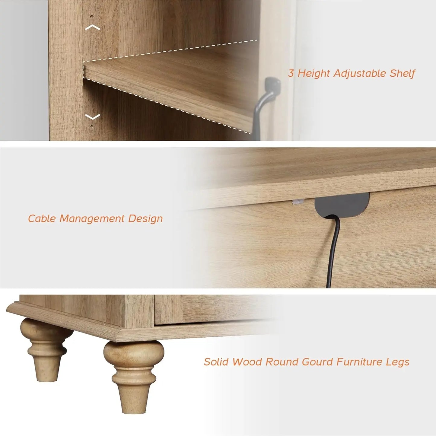 Sideboard Buffet Cabinet With Glass Doors For Kitchen Storage