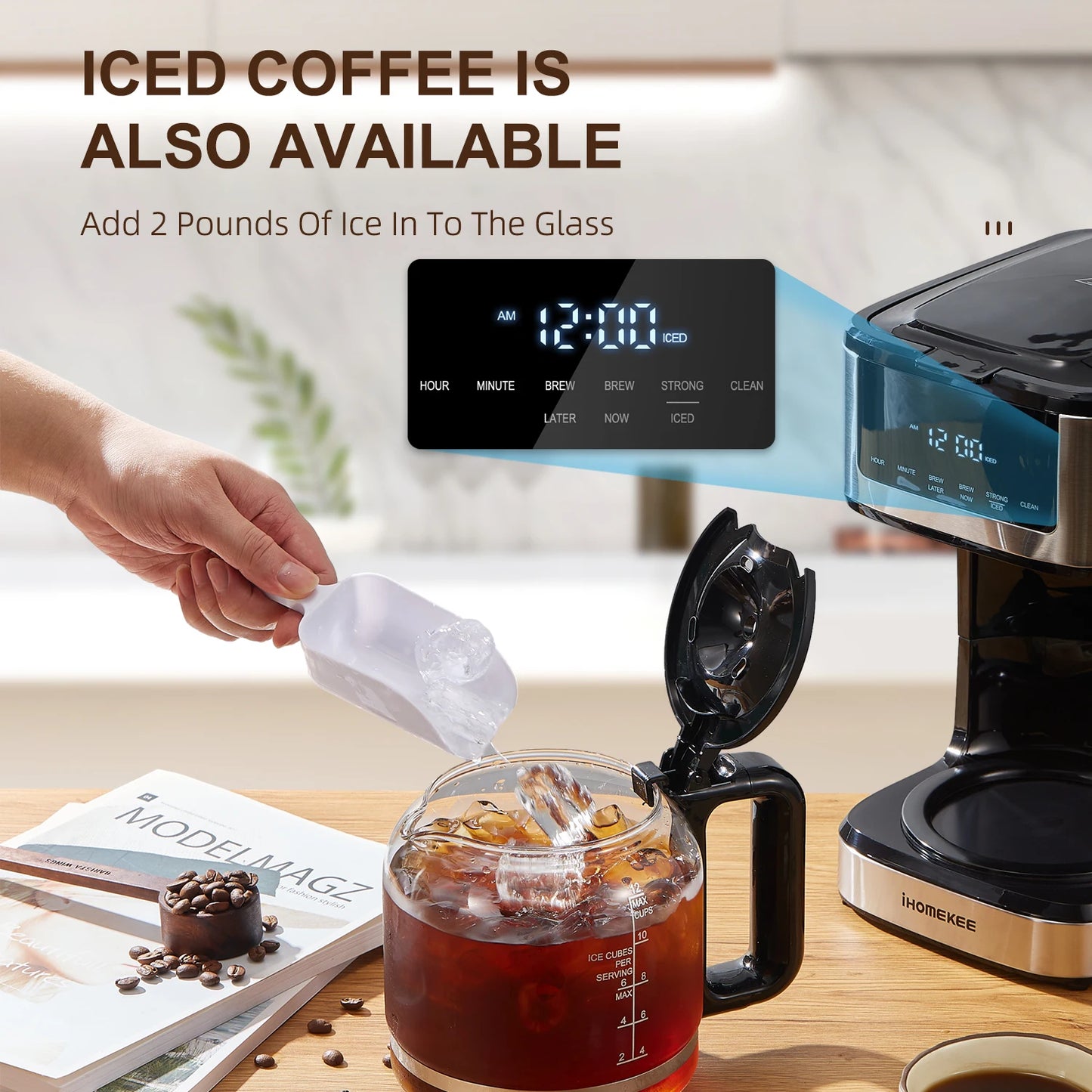 Yabano Programmable Drip Coffee Maker With Iced Coffee Function Touch Screen
