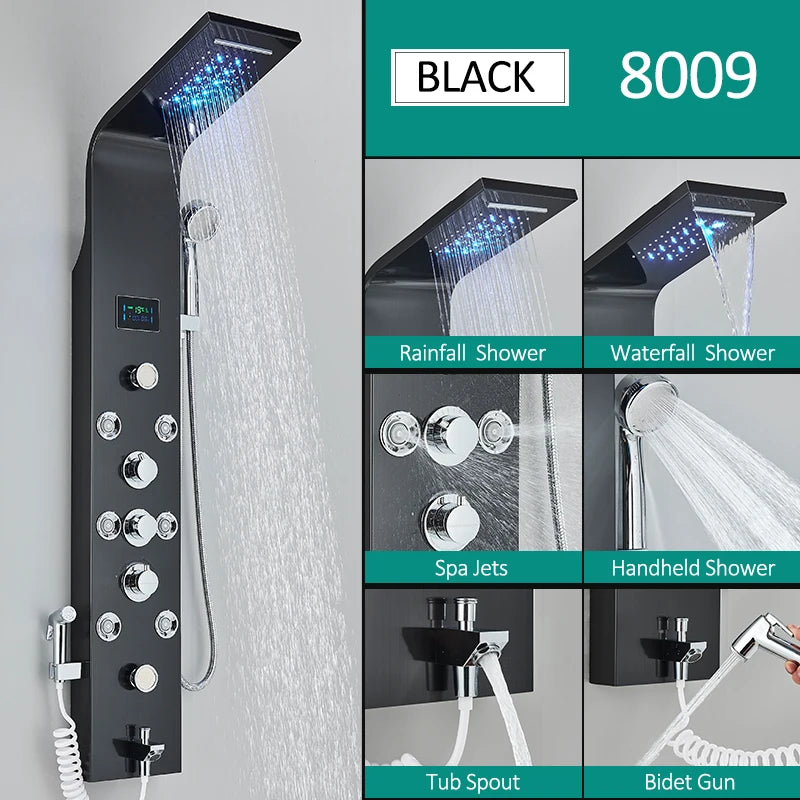 Quyanre LED Shower Panel With Six Functions And Jets