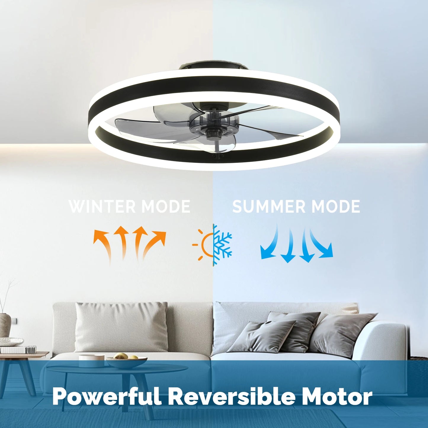 Orison Ceiling Fan With Remote Control Flush Mount LED Dimmable