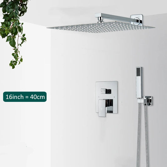 Quyanre Concealed Shower Faucet System 2 Way Rainfall Mixer