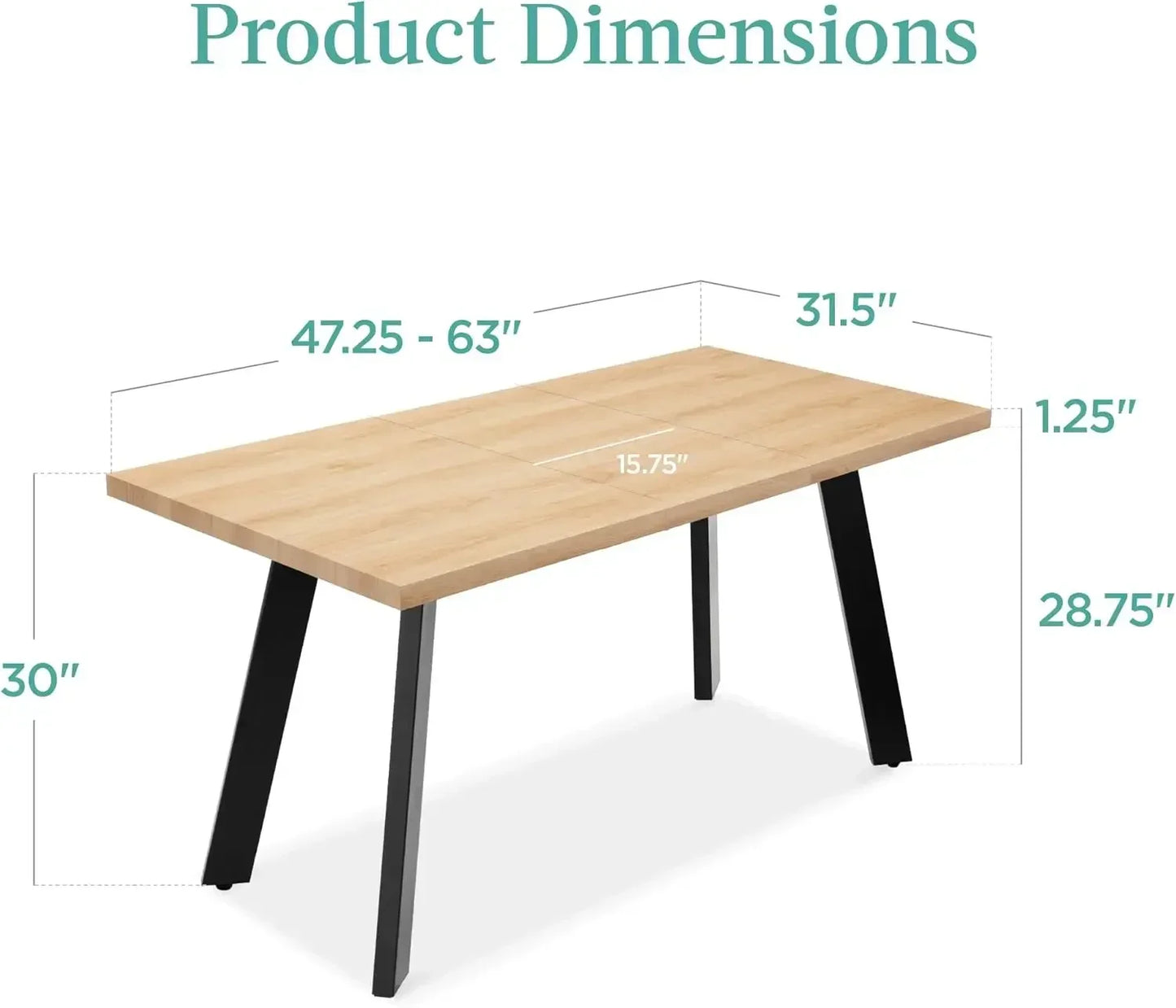 XMSJ Extendable Dining Table For Six Modern Expanding Kitchen Table