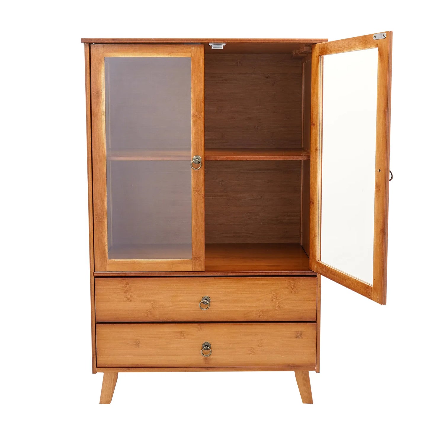 Bymaocar Retro Kitchen Sideboard With 2 Drawers Bamboo MDF Cabinet