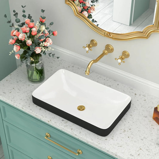 Semi Recessed Ceramic Bathroom Sink Modern Art Basin For Countertops