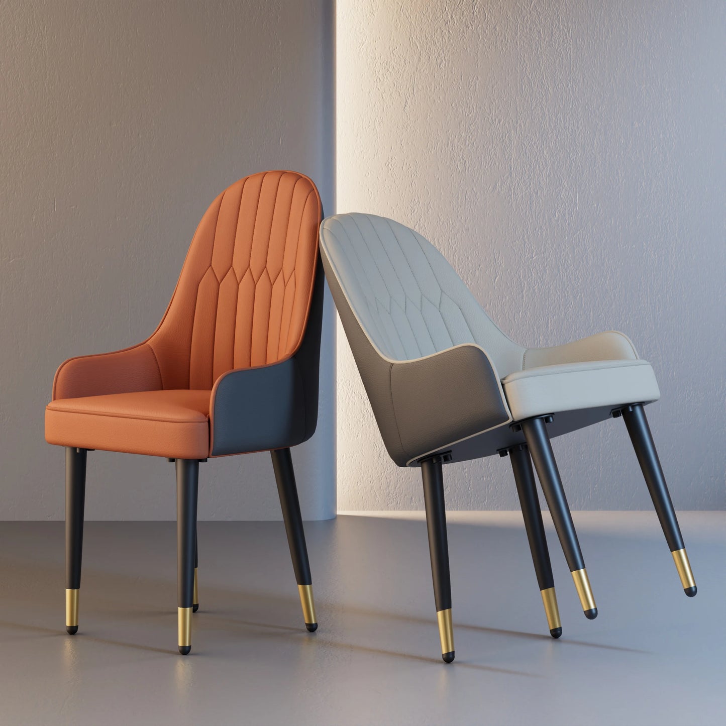 Wisfor Faux Leather Dining Chair Set 2 Midcentury Modern