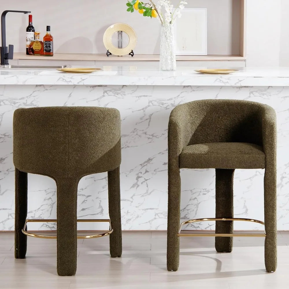 SUVE BEST Modern Barrel Bar Stools With Upholstered Back