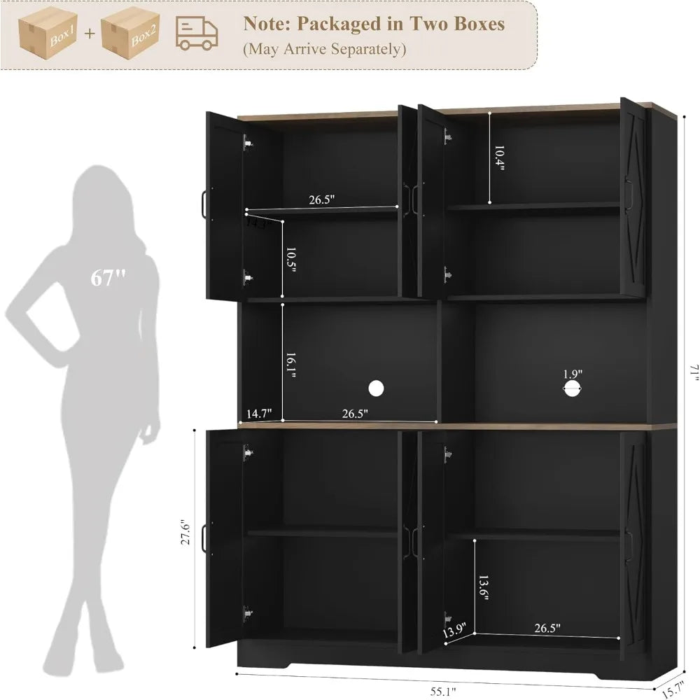 DAFIFY Freestanding Pantry Cabinet With Microwave Stands Farmhouse