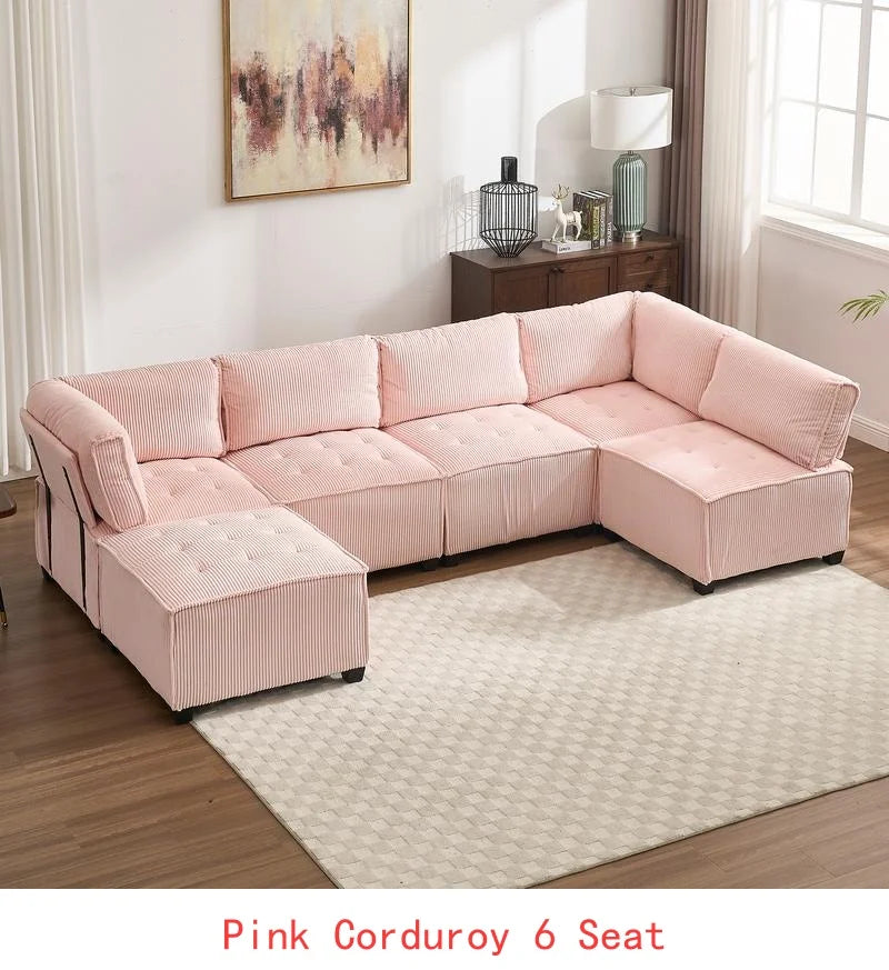 Modular U-Shaped Sectional Sofa With Reversible Chaise For Living Room