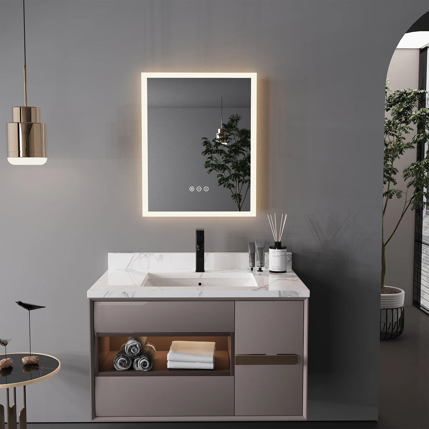 Wisfor LED Lighted Bathroom Mirror Anti Fog With Memory