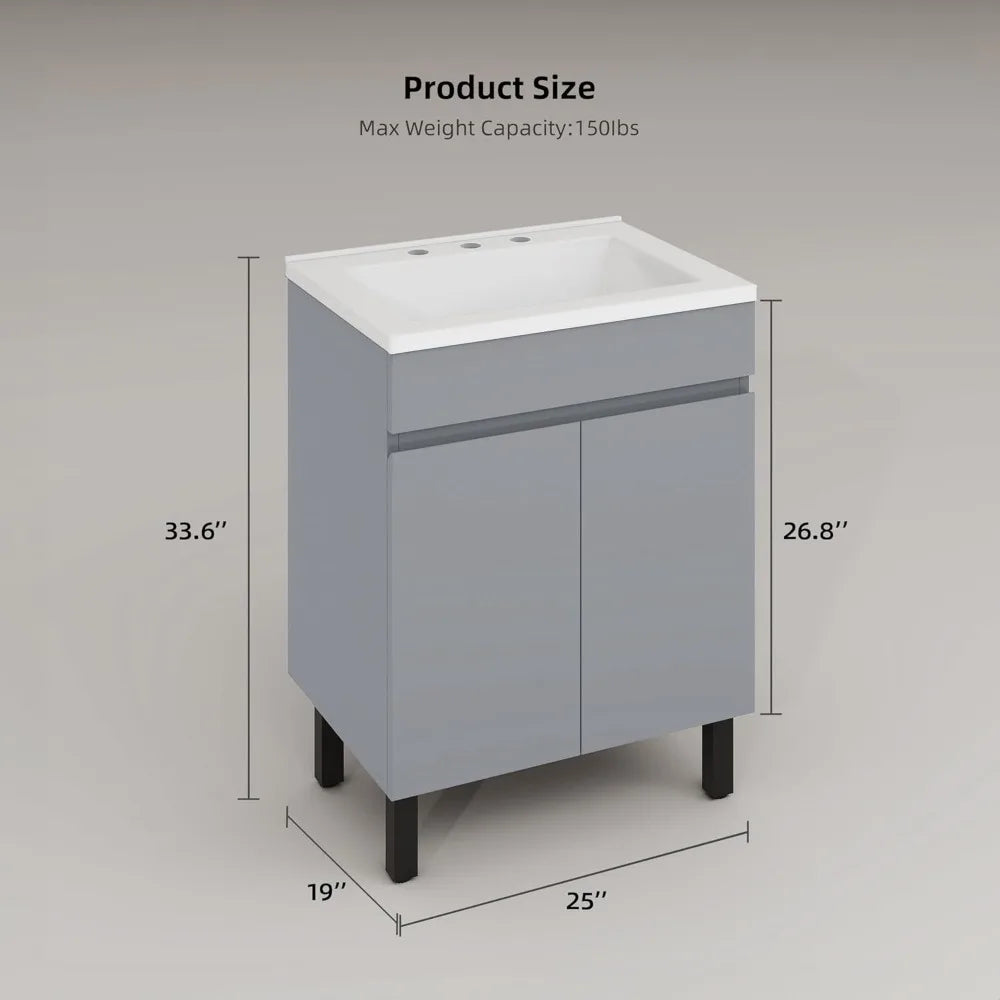 Engineered Wood Bathroom Vanity With Sink Storage Cabinet