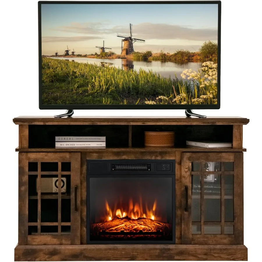 XMSJ Electric Fireplace TV Stand With Remote And Overheat Protection