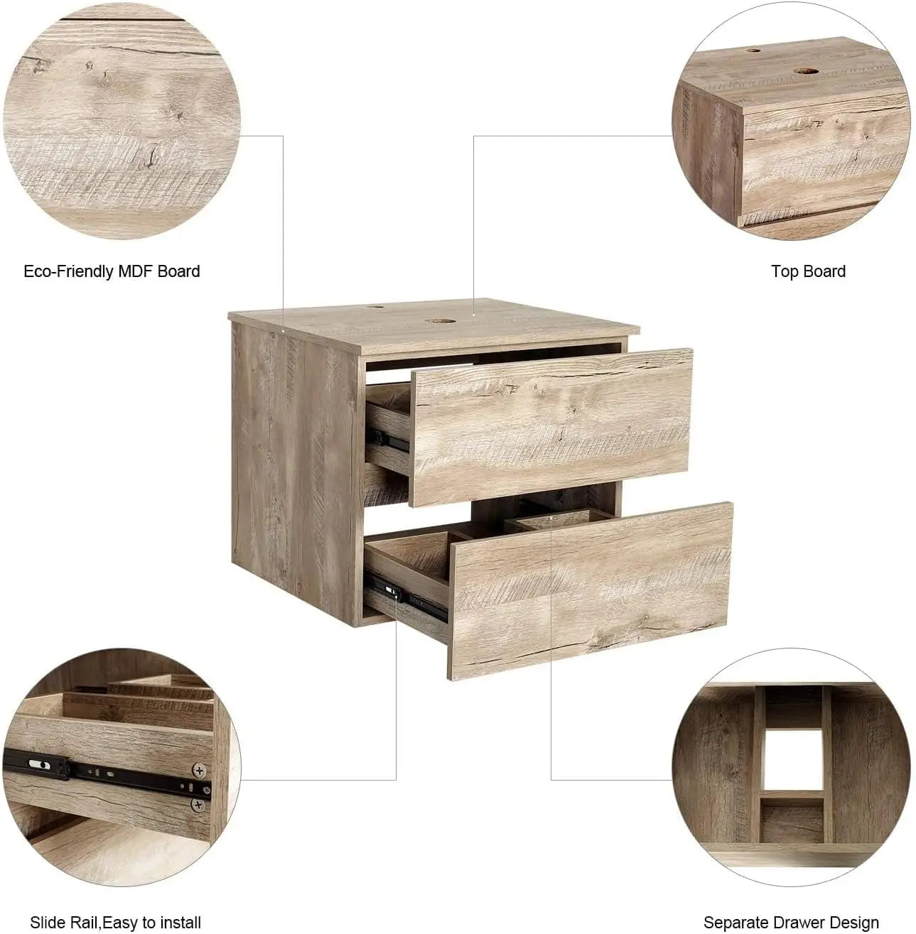 XMSJ Bathroom Vanity Sink Combo Wall Mount Floating Cabinet Drawers