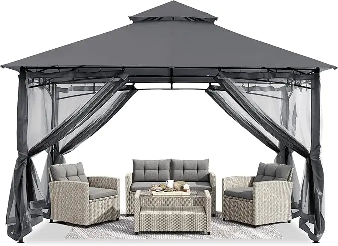 XMSJ Outdoor Gazebo With Mosquito Netting For Patios