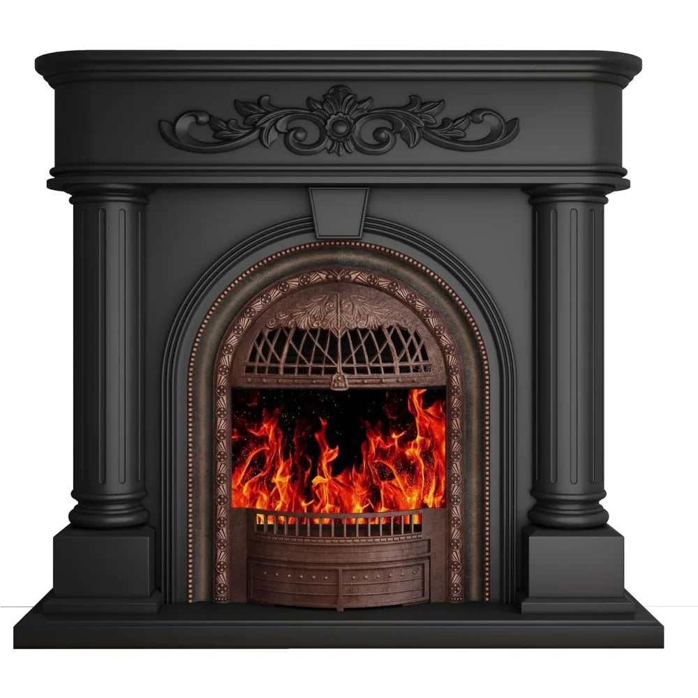 XMSJ Electric Fireplace Mantel TV Stand With Vintage Birdcage Heater