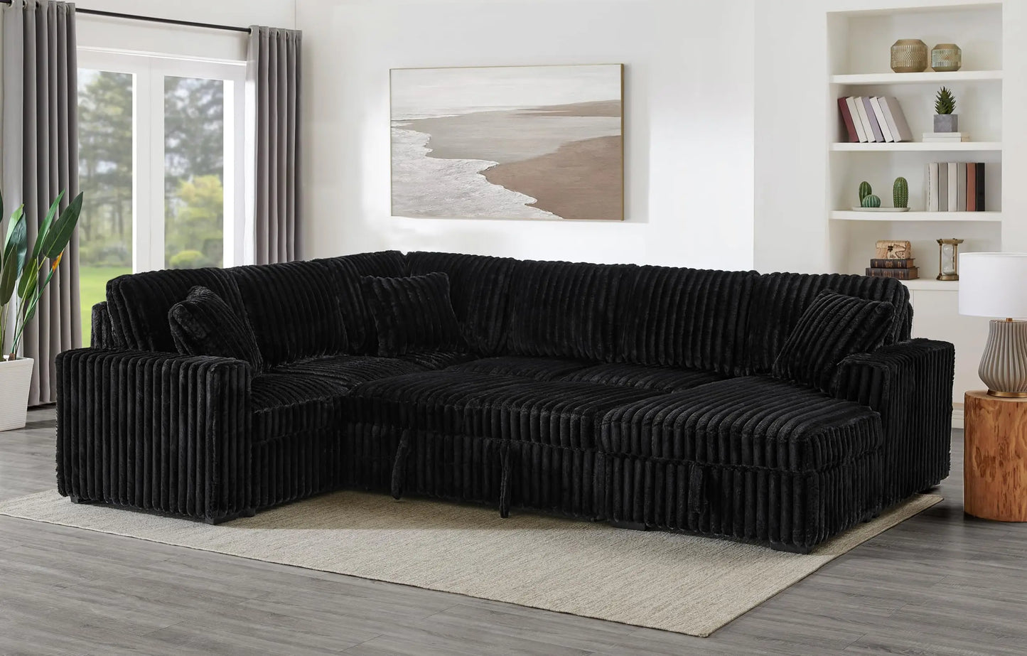 TODRANI U Shaped Sleeper Sectional Sofa With USB Ports