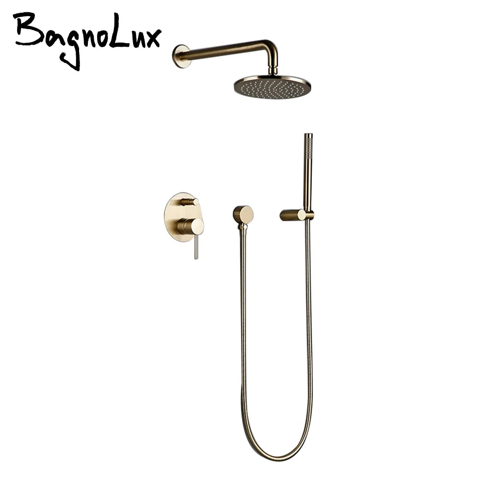 Bagnolux Brushed Finish Shower System With Wall Mounted Mixer Diverter