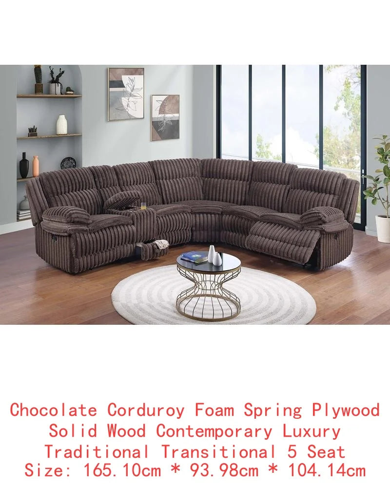 Faux Fur U-Shaped Sectional Sofa With Console Cup Holder 3-Piece