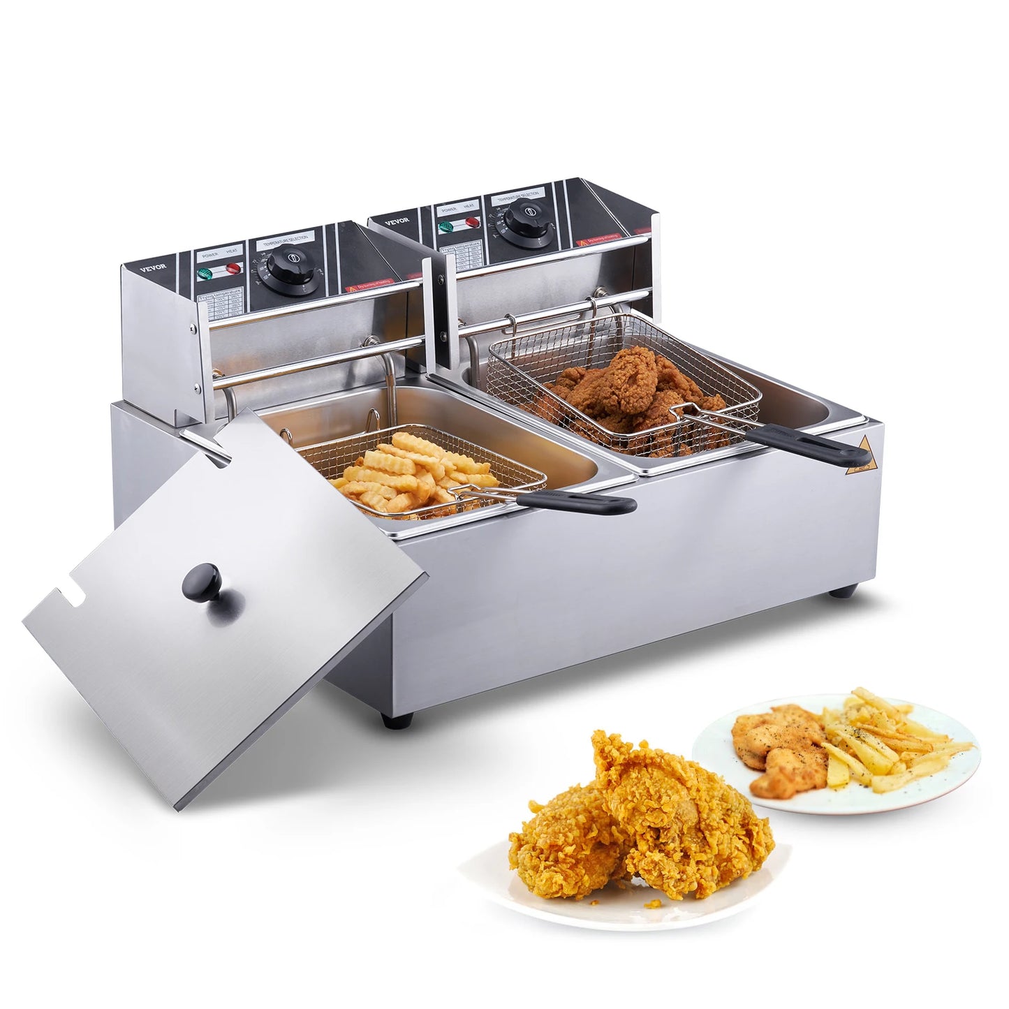 SucceBuy Electric Deep Fryer Dual Removable Tanks 5000W Countertop