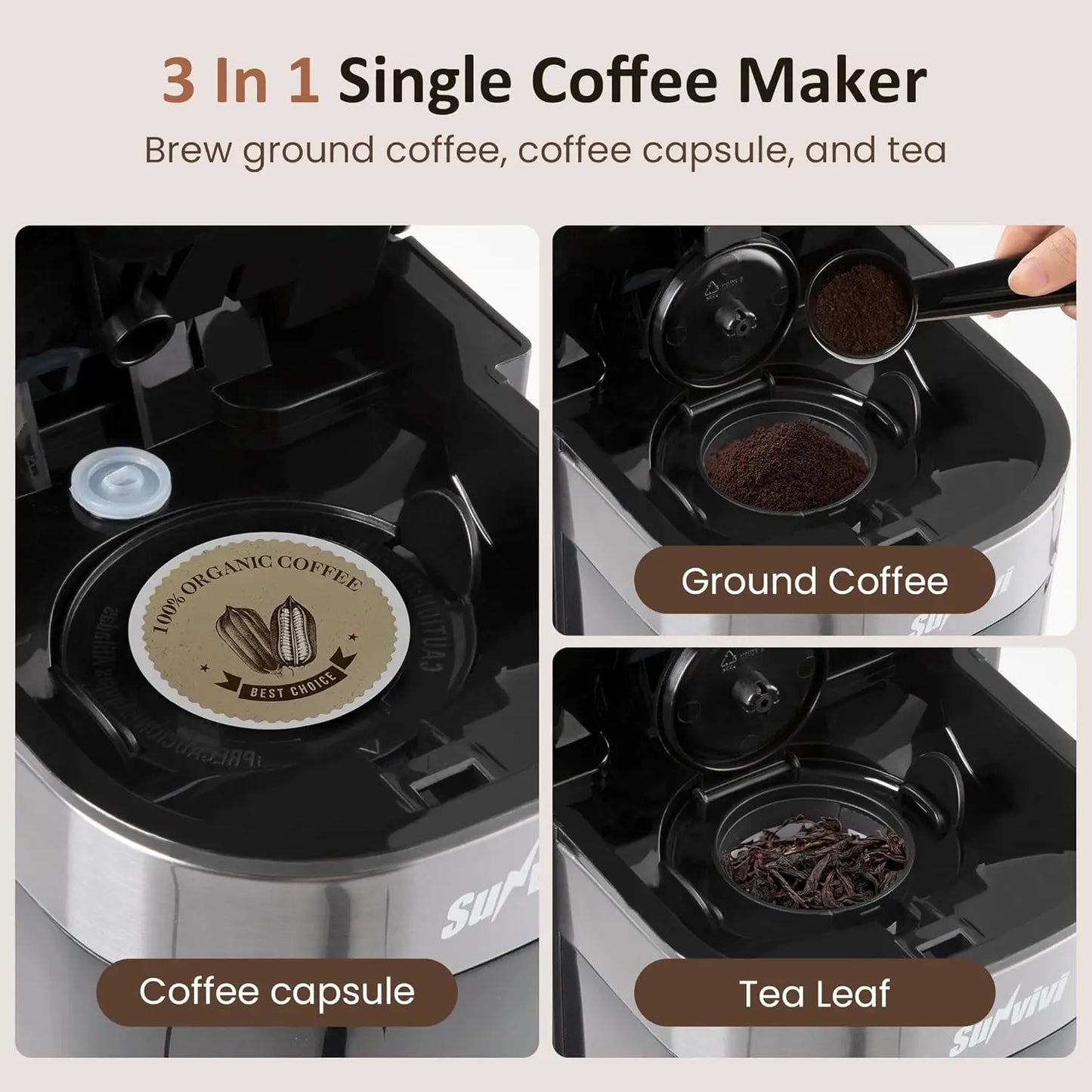 Iosn Iced Coffee Maker 3 Brew Options K Cup Ground