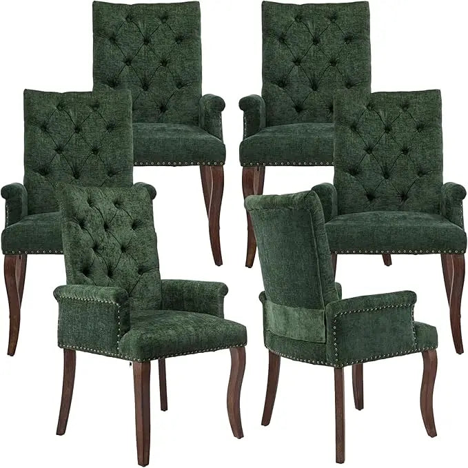 HUANZHUANG Upholstered Tufted Chenille Dining Chairs with Nailhead Trim