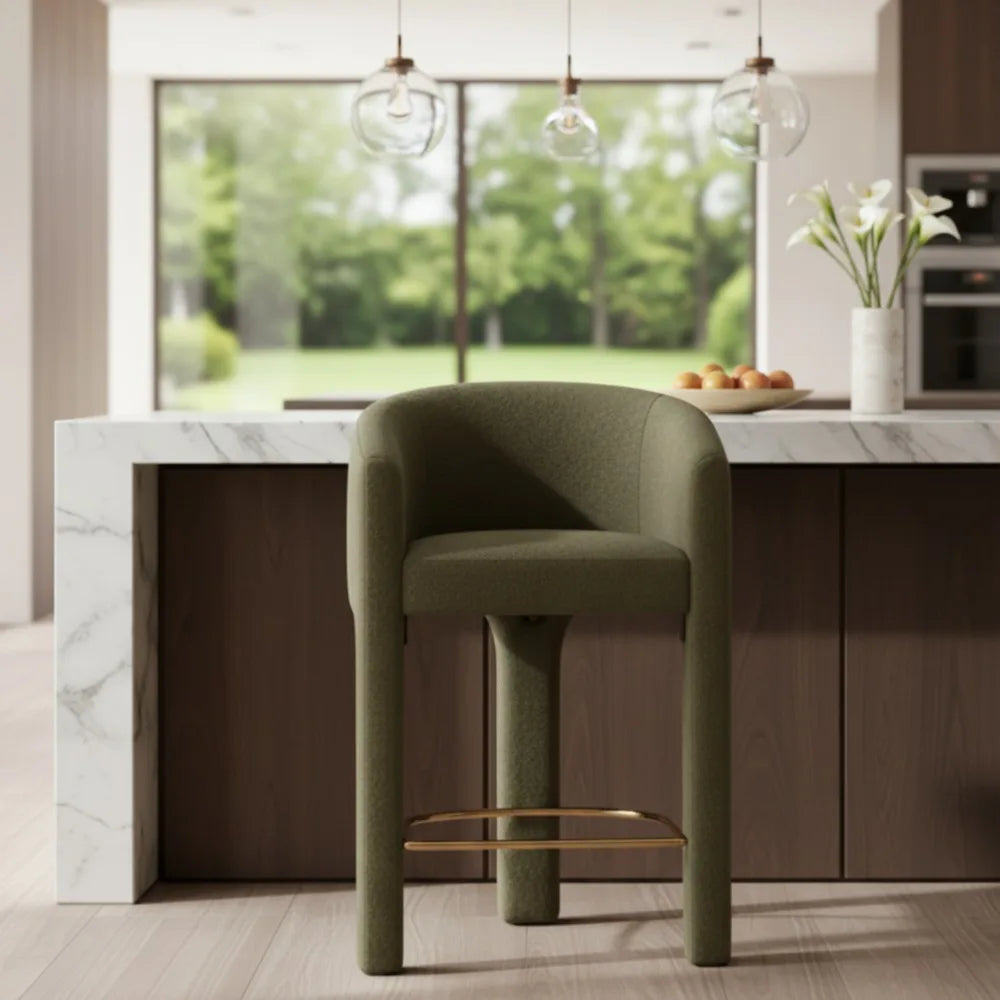 SUVE BEST Modern Barrel Bar Stools With Upholstered Back