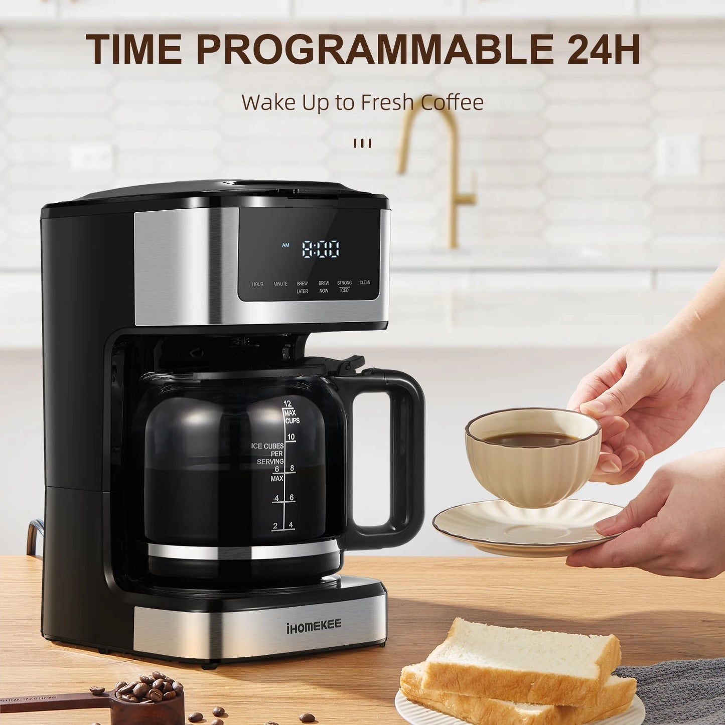 Yabano Programmable Drip Coffee Maker With Iced Coffee Function Touch Screen