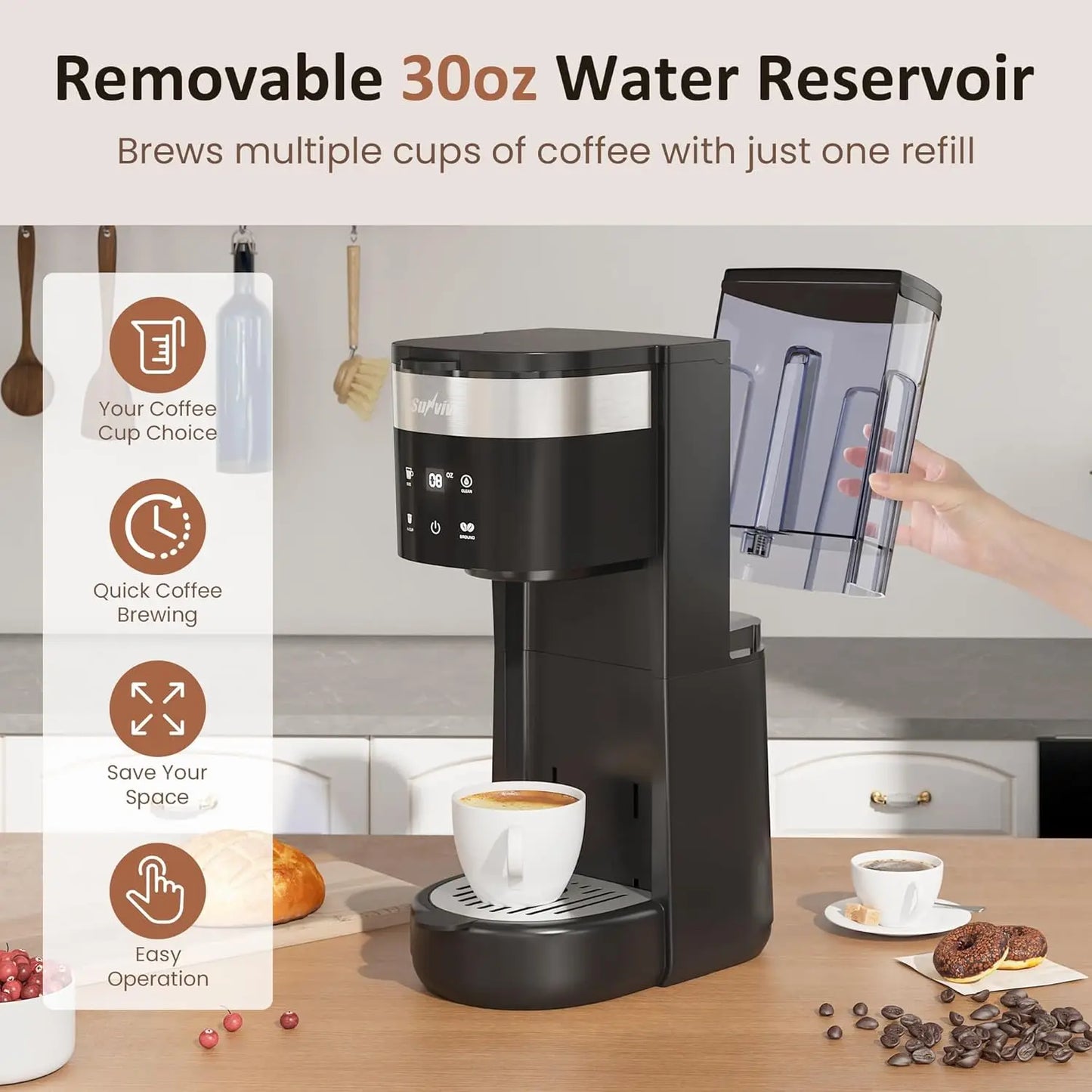Iosn Iced Coffee Maker 3 Brew Options K Cup Ground