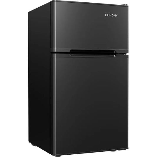 Euhomy Mini Fridge With Freezer Dorm Refrigerator Two Door